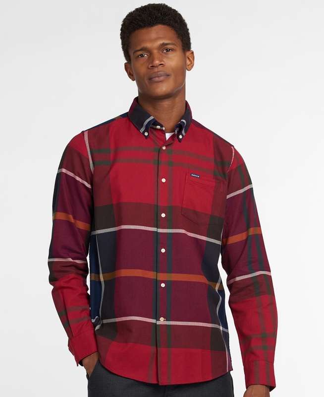 Men\'s Barbour Hemd Dunoon Taillored Shirts Red | KBVH-64205