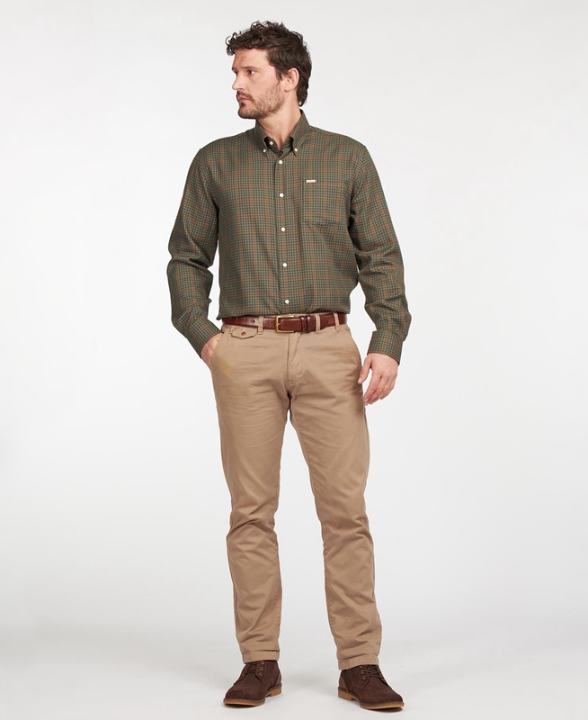 Men's Barbour Hemd Henderson Thermo Weave Shirts Olive | TOQA-03798