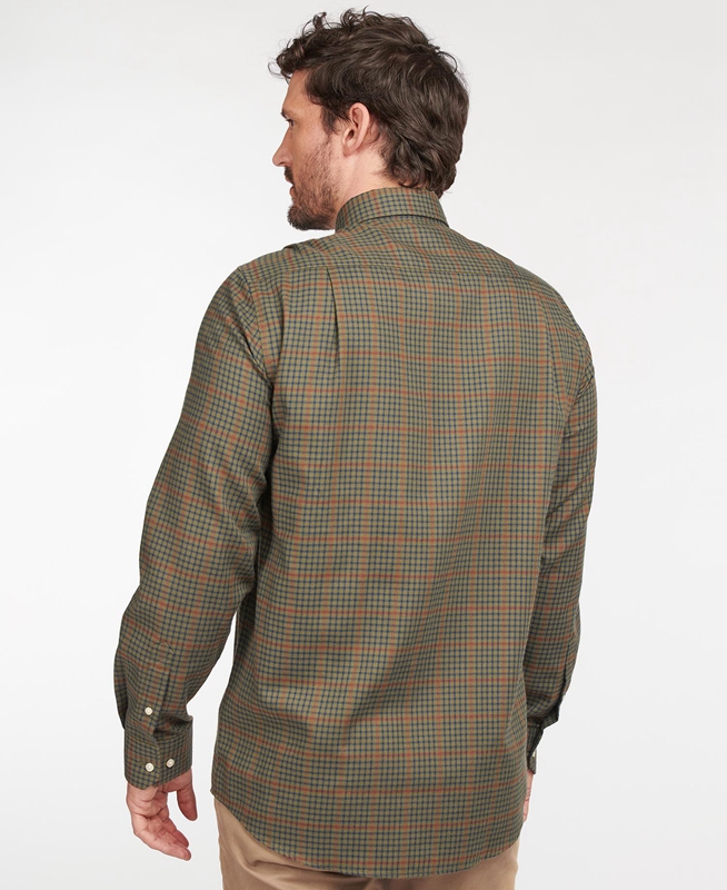 Men's Barbour Hemd Henderson Thermo Weave Shirts Olive | TOQA-03798