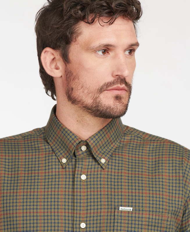 Men's Barbour Hemd Henderson Thermo Weave Shirts Olive | TOQA-03798