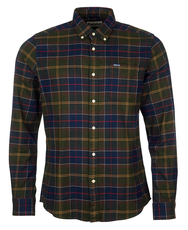 Men's Barbour Hemd Kyeloch Tailored Shirts Olive | XYUO-67549