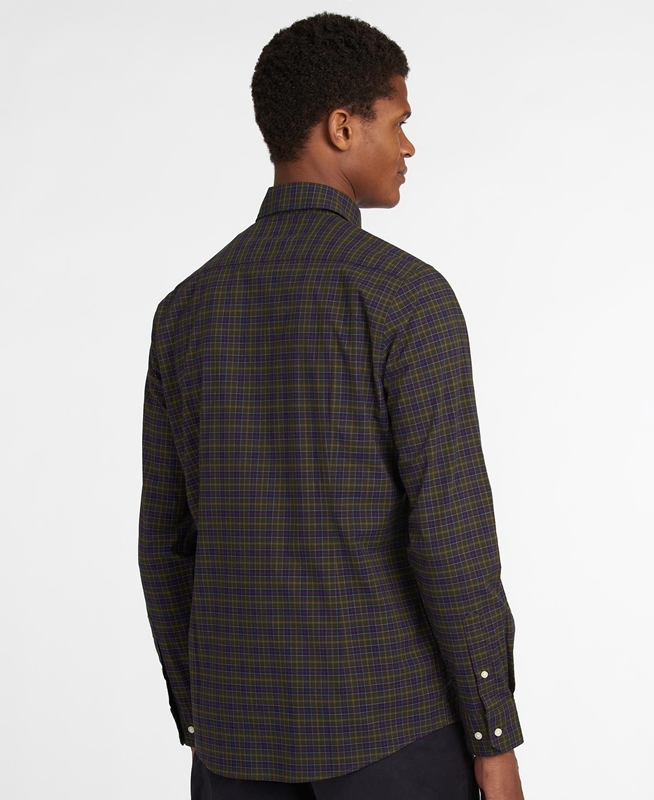 Men's Barbour Hemd Lomond Tailored Shirts Olive | XGNK-46091