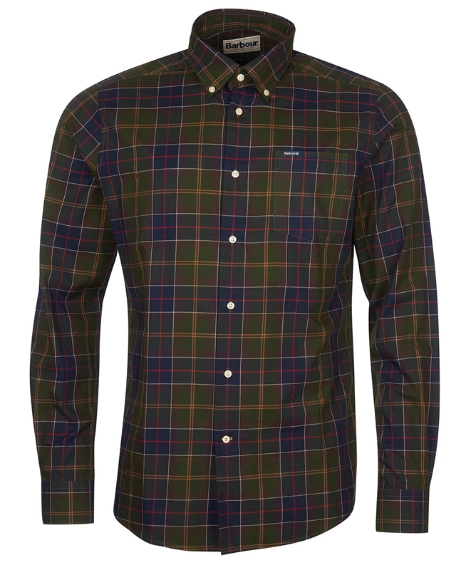 Men's Barbour Hemd Wetheram Tailored Shirts Olive | WMER-51834