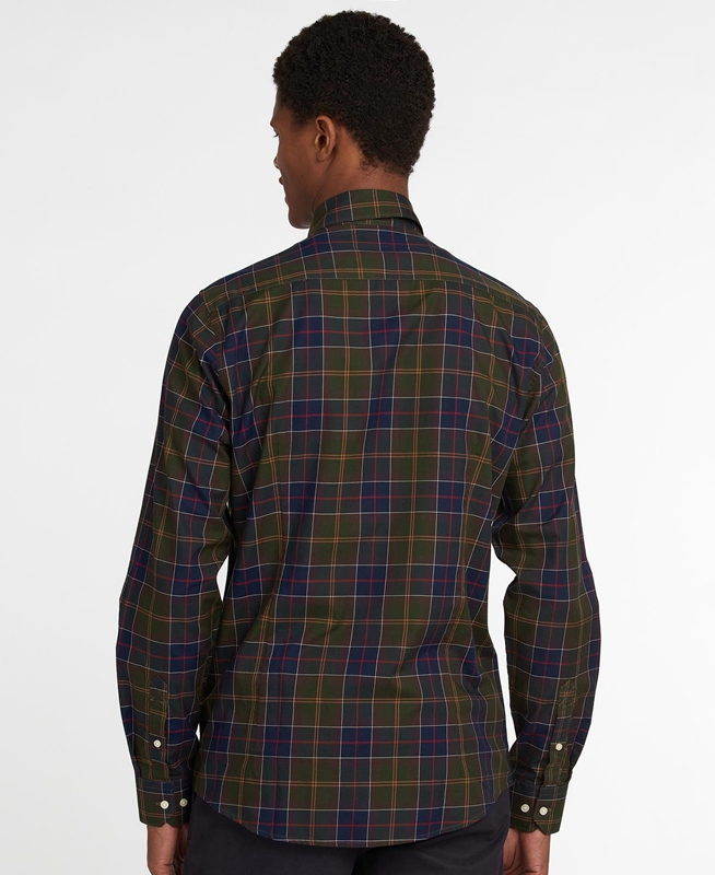 Men's Barbour Hemd Wetheram Tailored Shirts Olive | WMER-51834