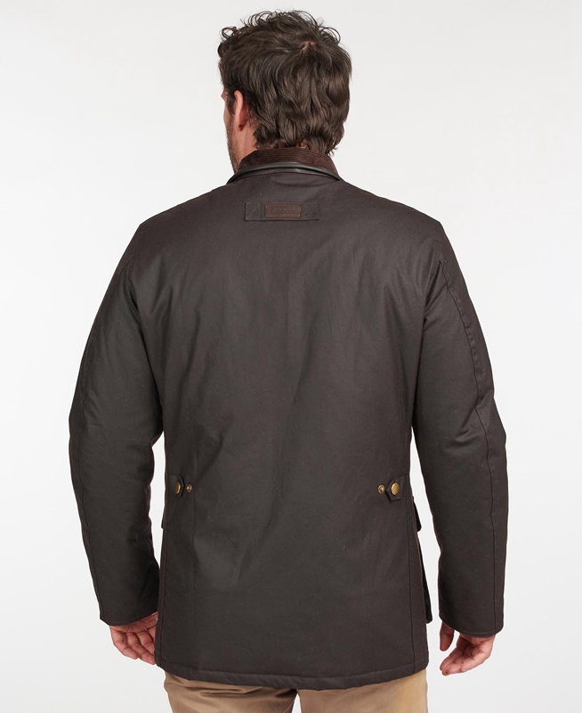 Men's Barbour Hereford Waxed Jackets Brown | DQSZ-30978