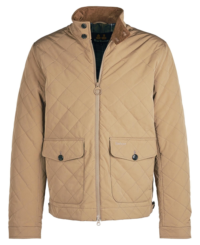 Men's Barbour Hitchen Quilted Jackets Beige | ZDJY-02598