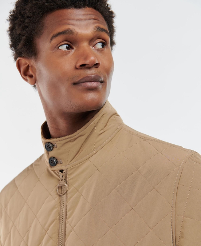 Men's Barbour Hitchen Quilted Jackets Beige | ZDJY-02598