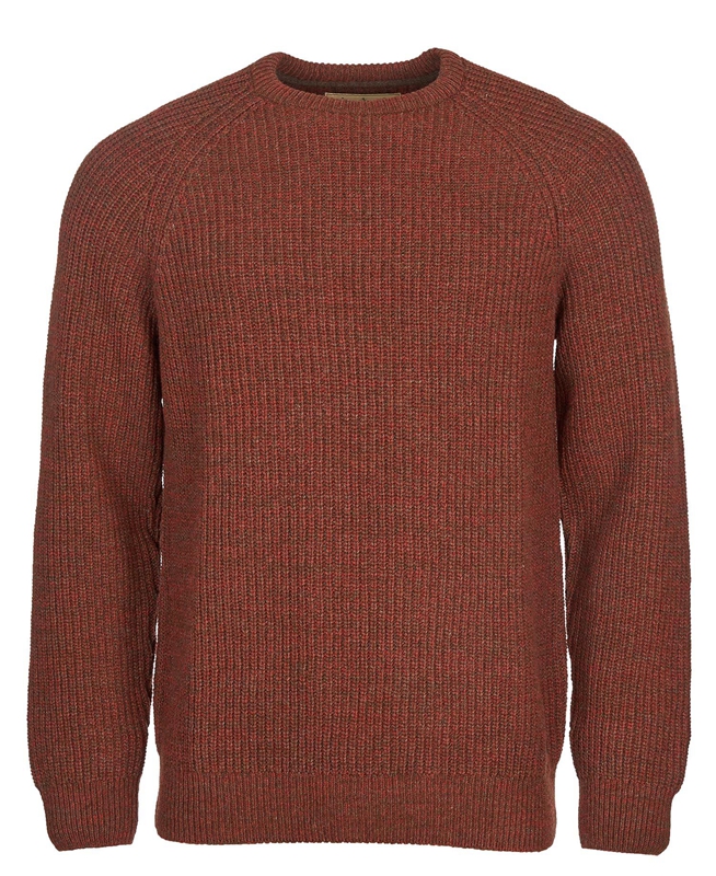 Men's Barbour Horseford Crew Sweaters Brown | FBRC-89250