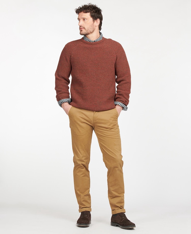 Men's Barbour Horseford Crew Sweaters Brown | FBRC-89250