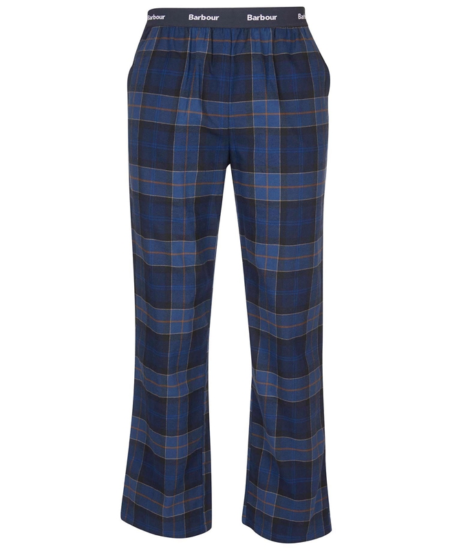 Men's Barbour Hose Glenn Tartan Pants Navy | ROIE-24031