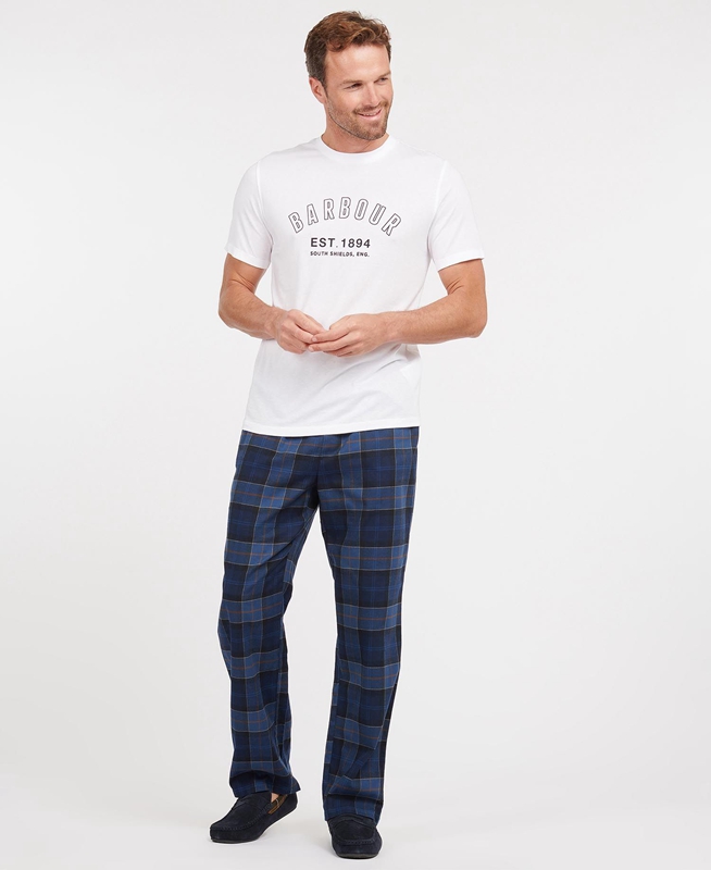 Men's Barbour Hose Glenn Tartan Pants Navy | ROIE-24031