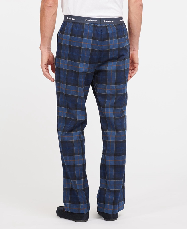 Men's Barbour Hose Glenn Tartan Pants Navy | ROIE-24031