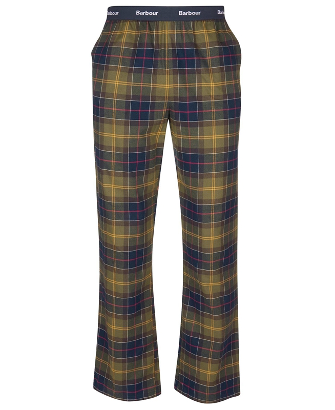 Men's Barbour Hose Glenn Tartan Pants Olive | ZQIM-63749