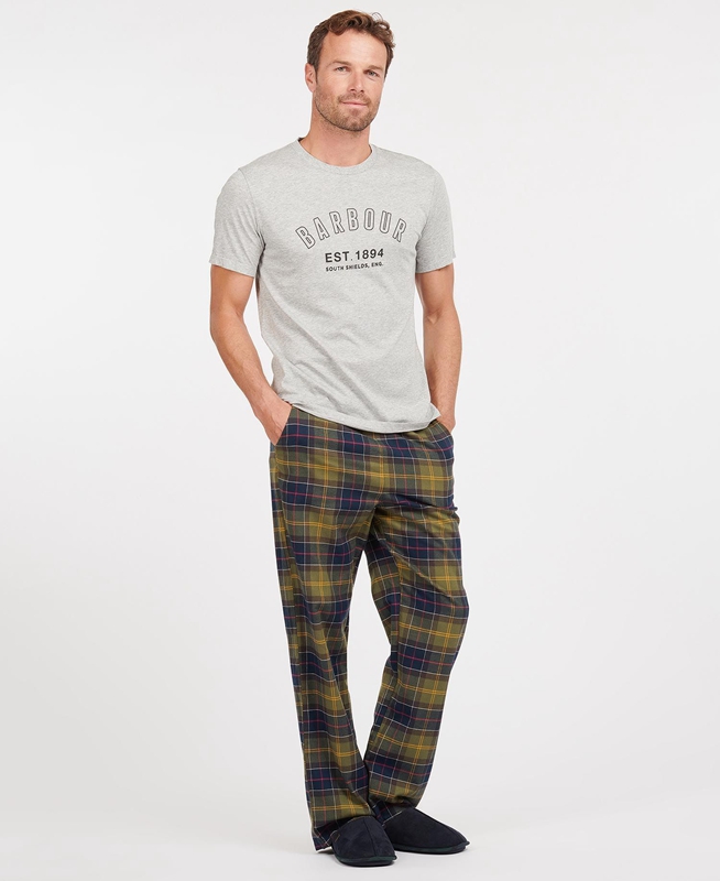 Men's Barbour Hose Glenn Tartan Pants Olive | ZQIM-63749