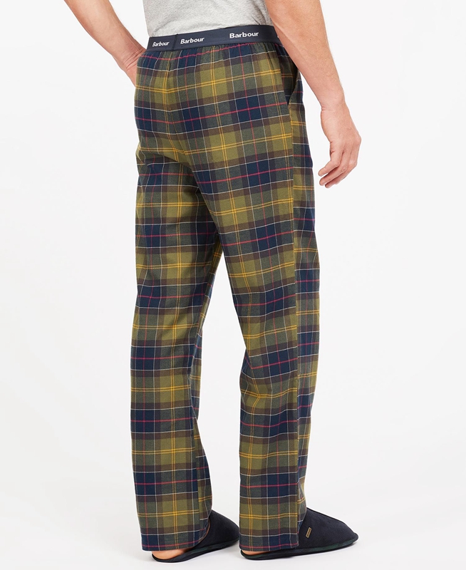 Men's Barbour Hose Glenn Tartan Pants Olive | ZQIM-63749