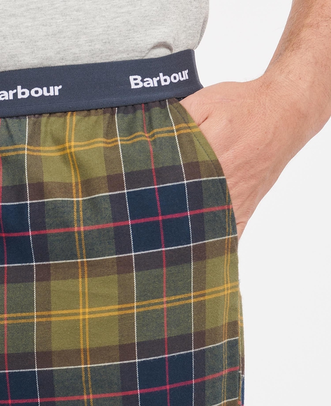 Men's Barbour Hose Glenn Tartan Pants Olive | ZQIM-63749