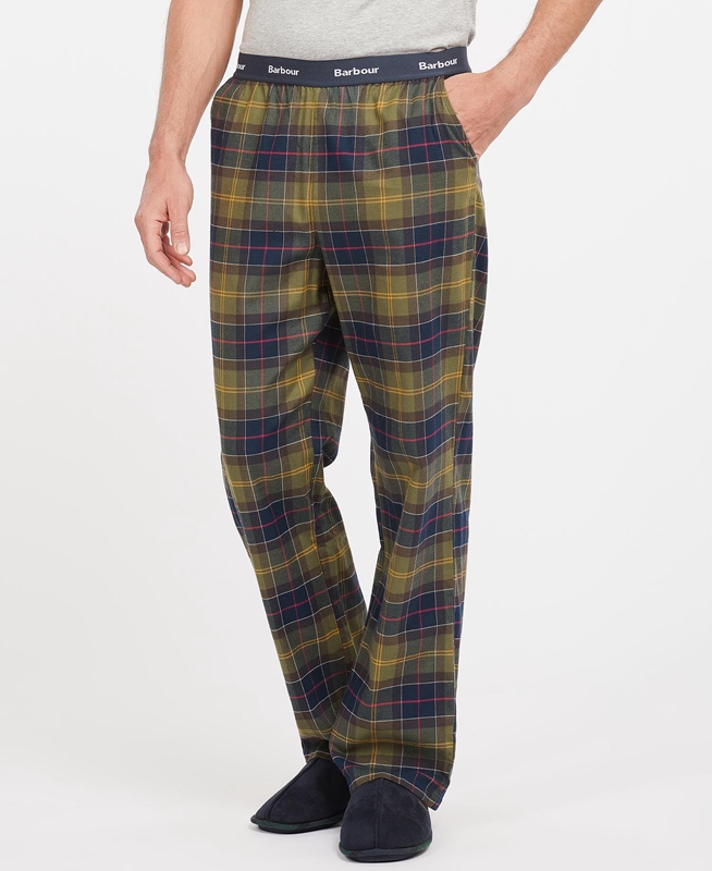 Men\'s Barbour Hose Glenn Tartan Pants Olive | ZQIM-63749