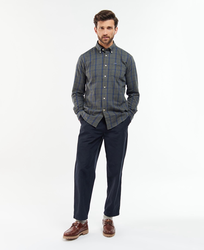 Men's Barbour Inverbeg Tailored Shirts Grey | TWIU-16254