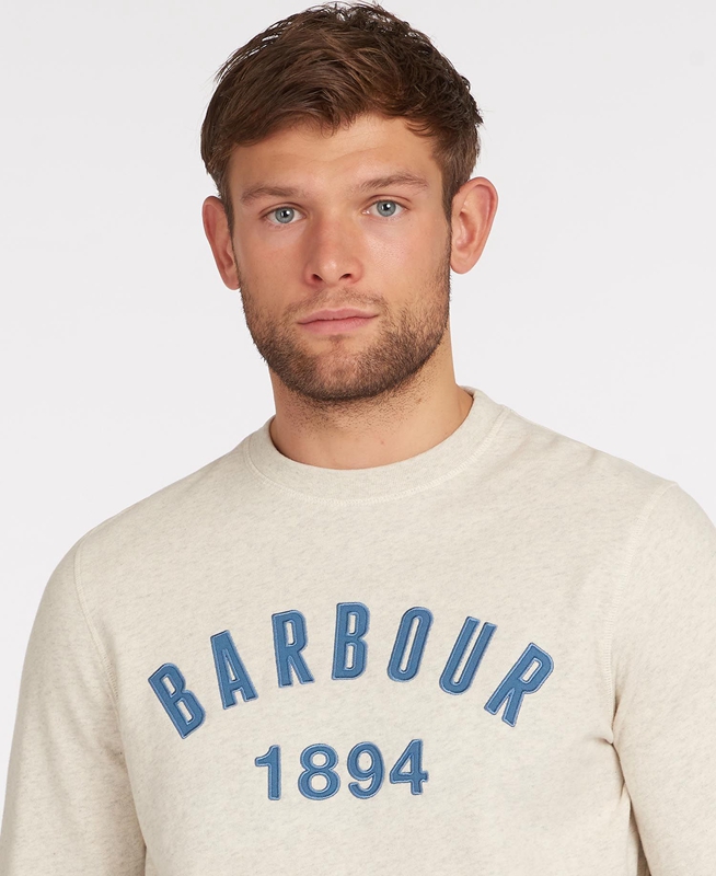 Men's Barbour John Crew Neck Sweatshirts Beige | RGVU-42517