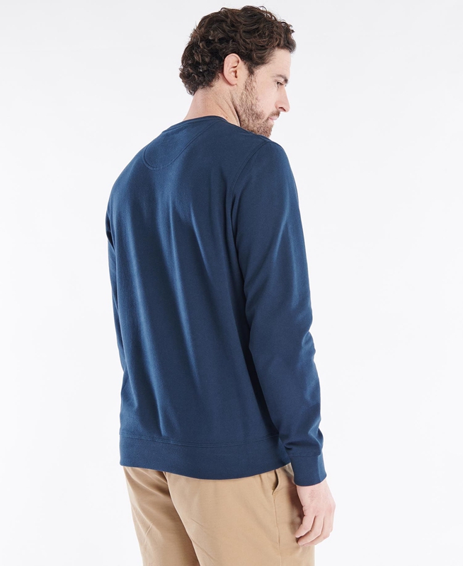 Men's Barbour John Crew Sweatshirts Navy | STQY-94137