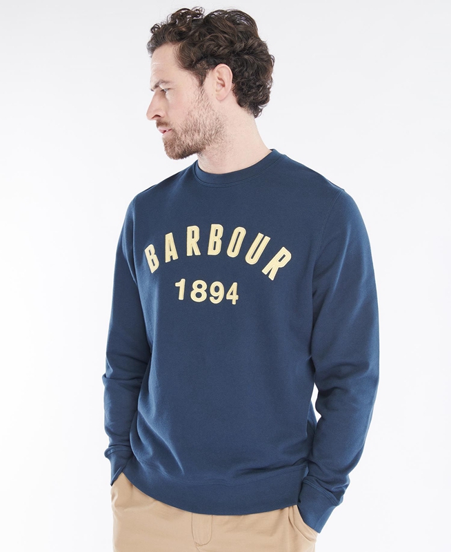 Men's Barbour John Crew Sweatshirts Navy | STQY-94137