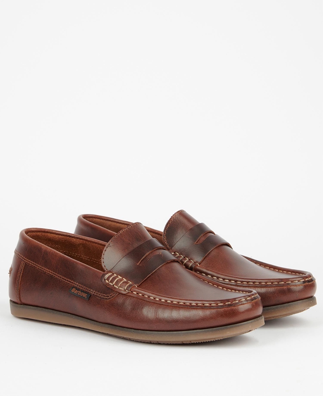 Men's Barbour Kelson Loafers Brown | NZUD-46097