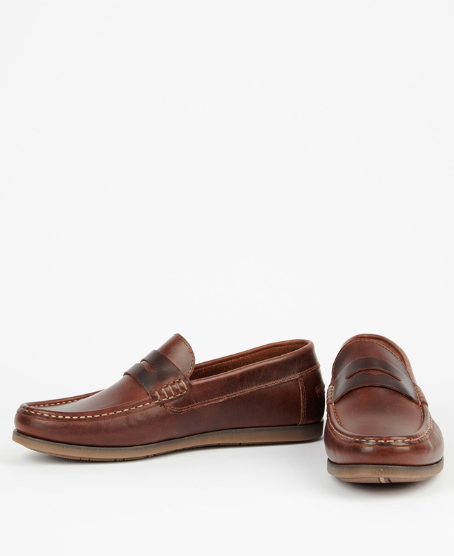 Men's Barbour Kelson Loafers Brown | NZUD-46097