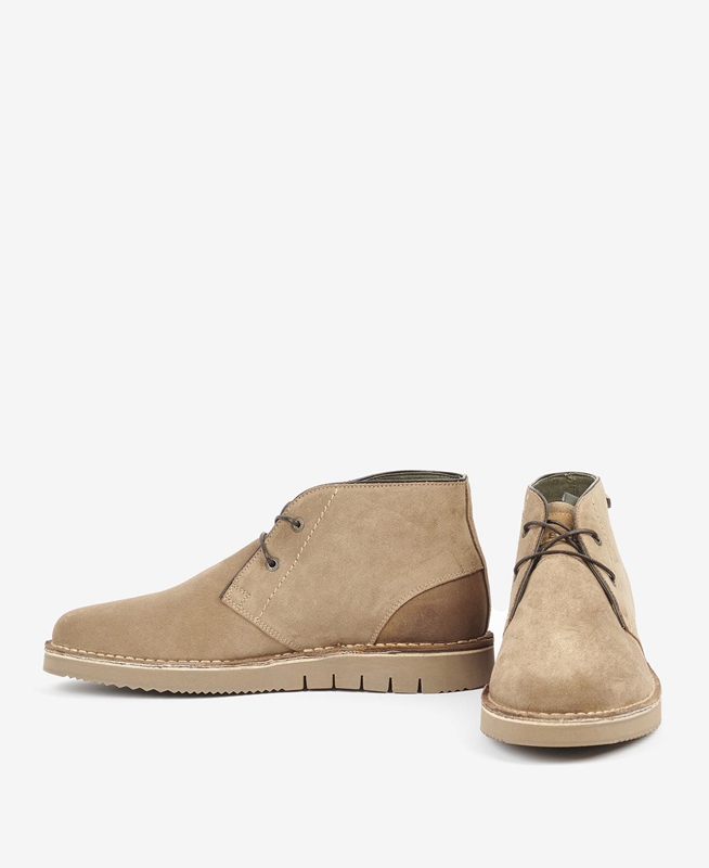 Men's Barbour Kent Desert Boots Khaki | UGXY-93670