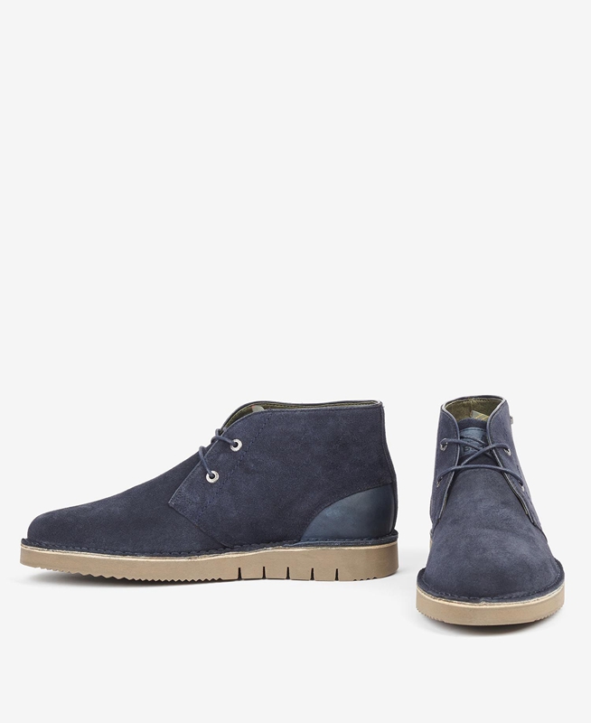 Men's Barbour Kent Desert Boots Navy | VWND-64250