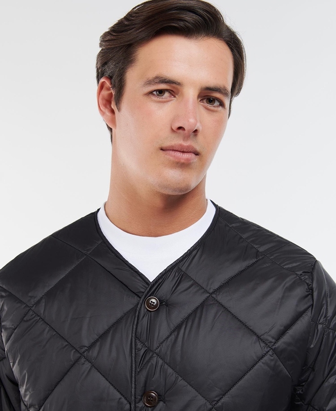 Men's Barbour Liddesdale Cardigan Quilted Jackets Black | IXWM-45197