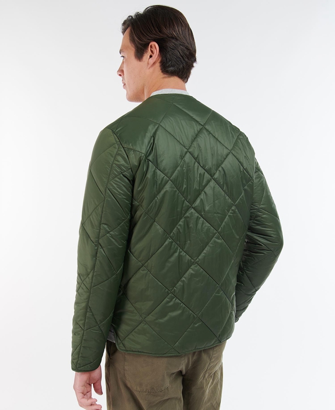 Men's Barbour Liddesdale Cardigan Quilted Jackets Olive | QNRV-70861