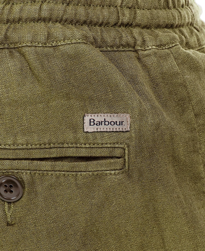 Men's Barbour Linen Cotton Mix Pants Green | GABP-23680