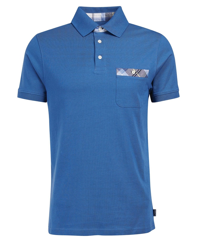 Men's Barbour Lirst Polo shirts Blue | WUPK-35692