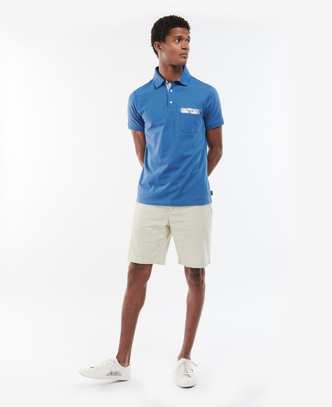 Men's Barbour Lirst Polo shirts Blue | WUPK-35692