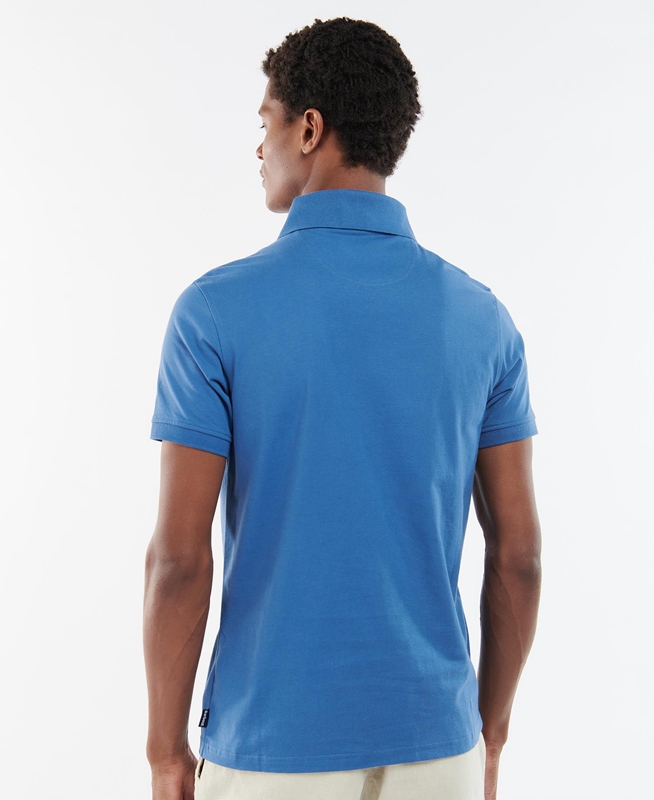 Men's Barbour Lirst Polo shirts Blue | WUPK-35692