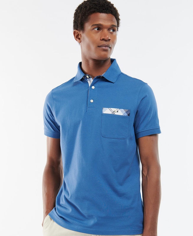 Men's Barbour Lirst Polo shirts Blue | WUPK-35692