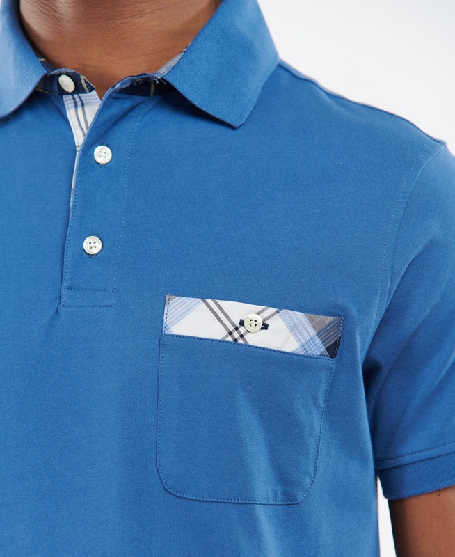 Men's Barbour Lirst Polo shirts Blue | WUPK-35692