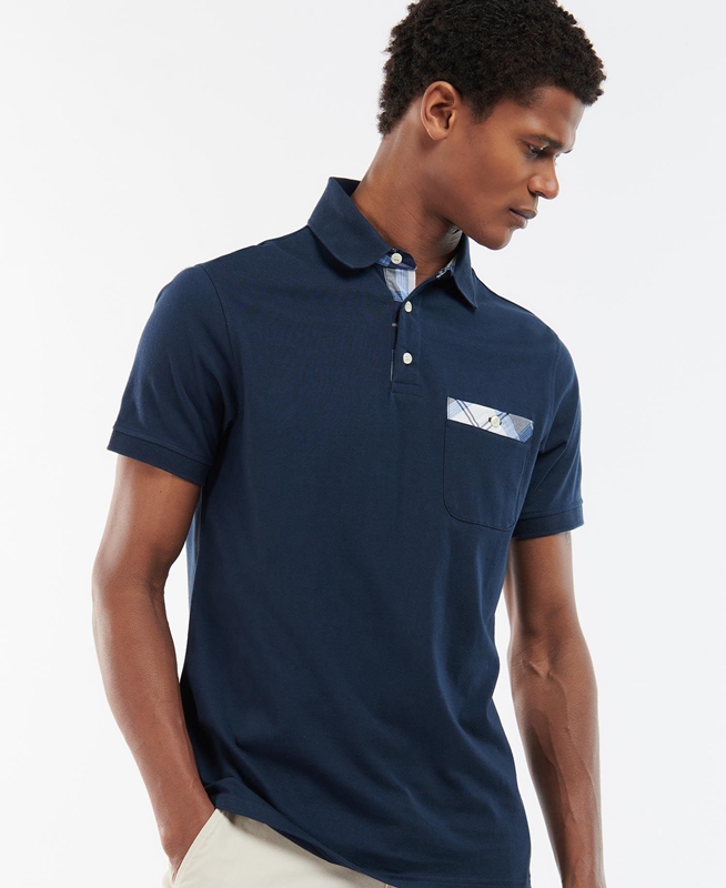 Men's Barbour Lirst Polo shirts Navy | FDAM-16507