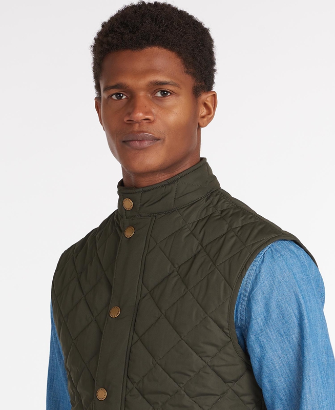 Men's Barbour Lowerdale Vest Olive | WYNM-85246