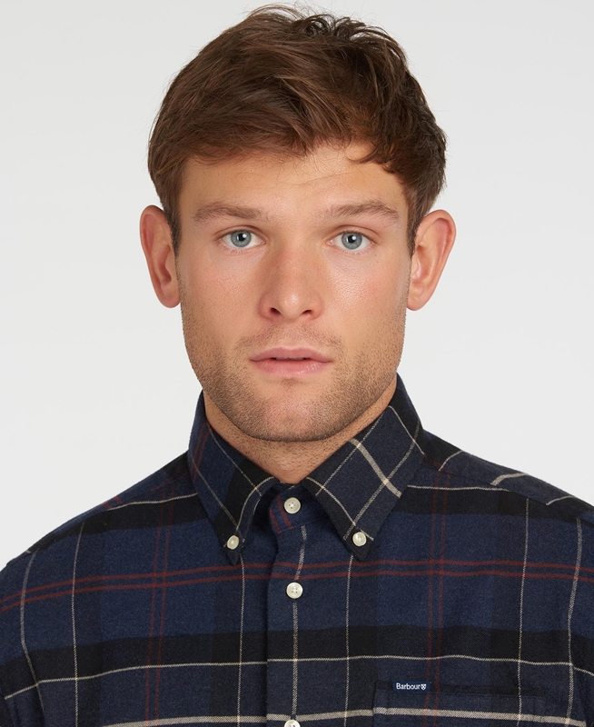 Men's Barbour Lutsleigh Shirts Navy | ICAO-98740