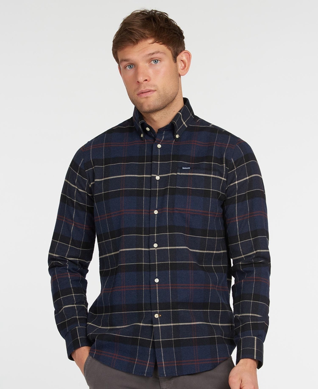 Men\'s Barbour Lutsleigh Shirts Navy | ICAO-98740