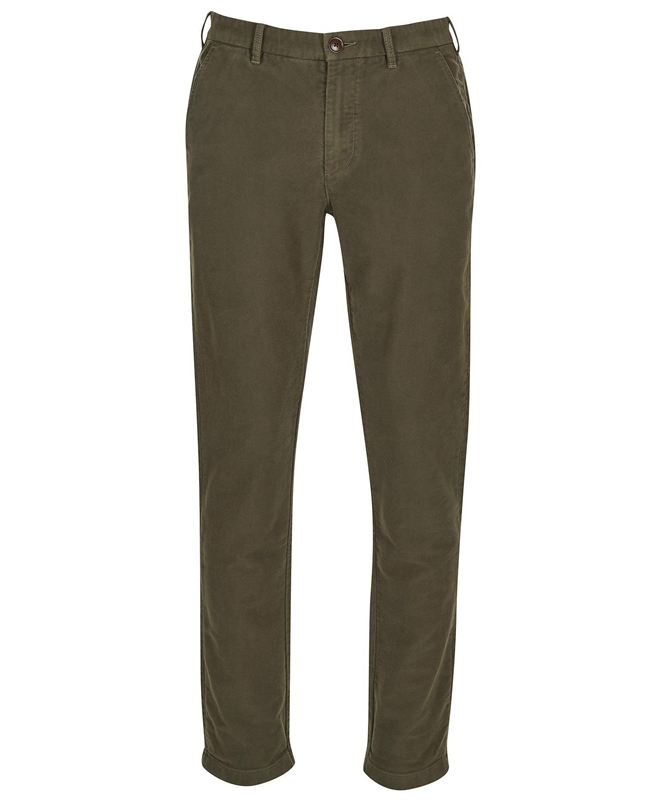 Men's Barbour Neuston Moleskin Trouser Pants Olive | KPFM-21845