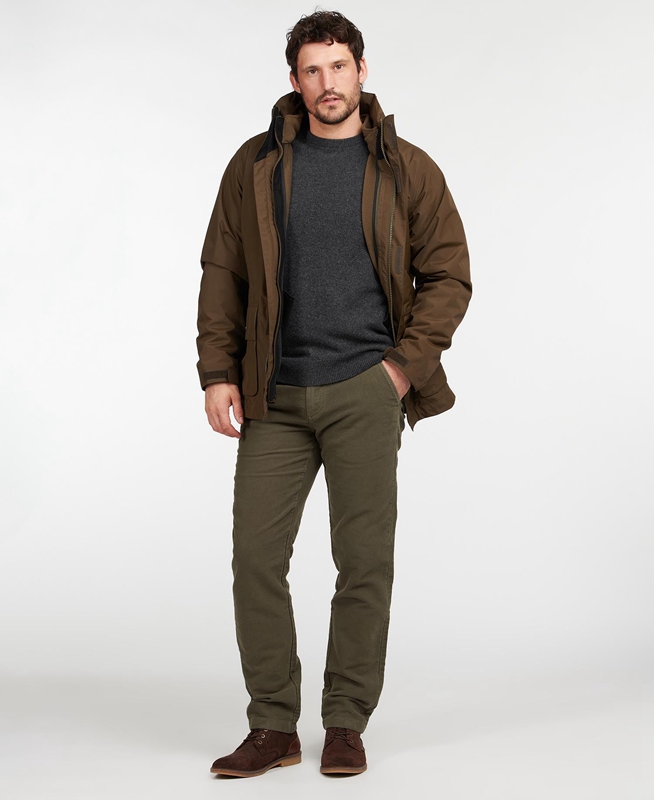 Men's Barbour Neuston Moleskin Trouser Pants Olive | KPFM-21845