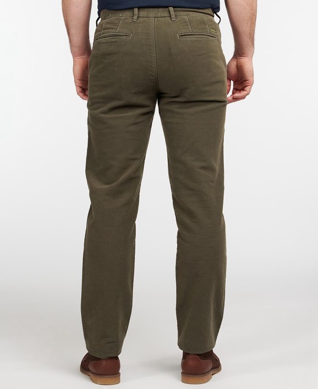 Men's Barbour Neuston Moleskin Trouser Pants Olive | KPFM-21845