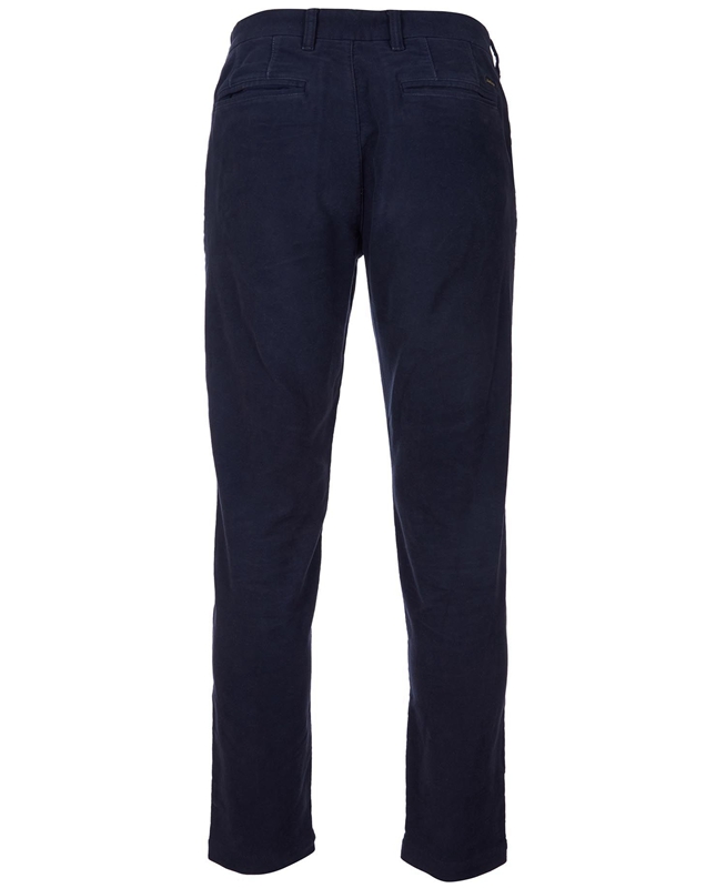 Men's Barbour Neuston Moleskin Trousers Pants Blue | HTSA-57639