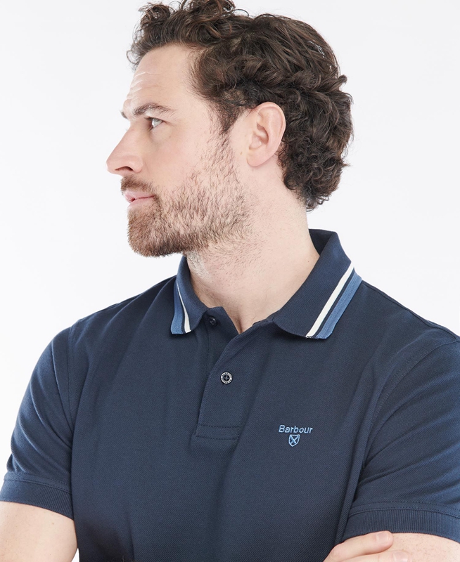 Men's Barbour Otterburn Polo shirts Navy | PMYU-28390