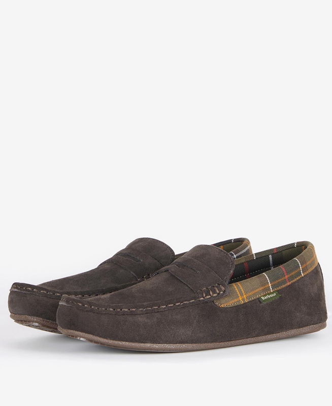 Men's Barbour Porterfield Slippers Brown | ZXEM-10253