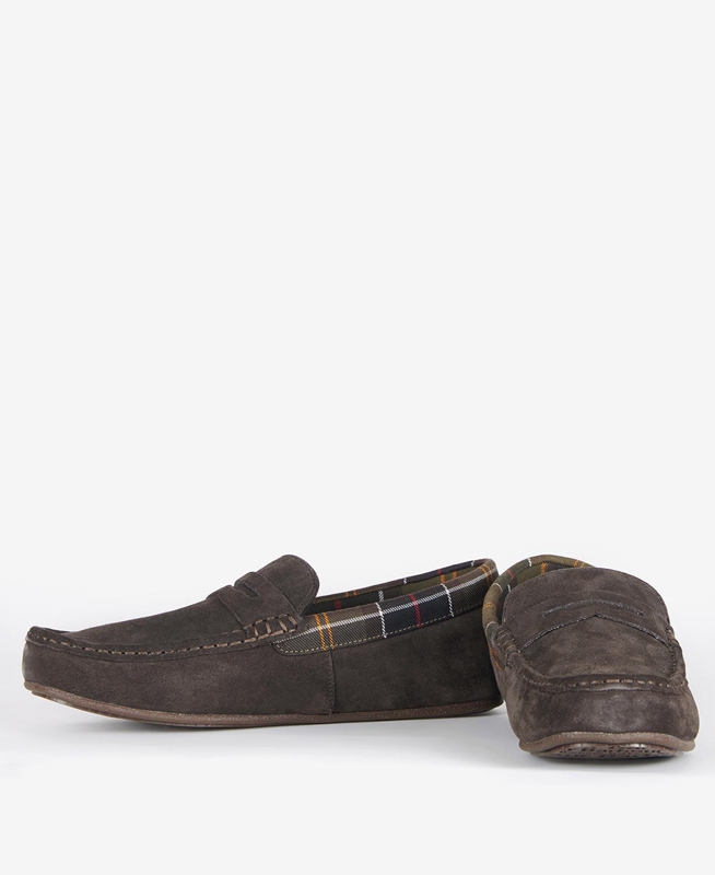 Men's Barbour Porterfield Slippers Brown | ZXEM-10253