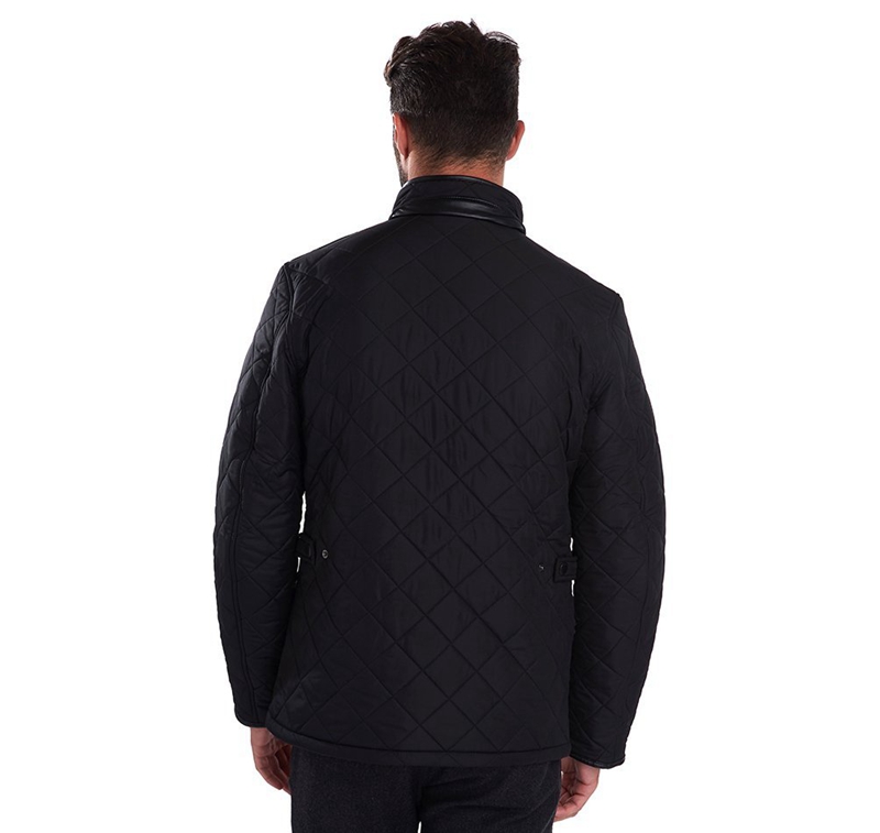 Men's Barbour Powell Quilted Jackets Black | KNXB-30712