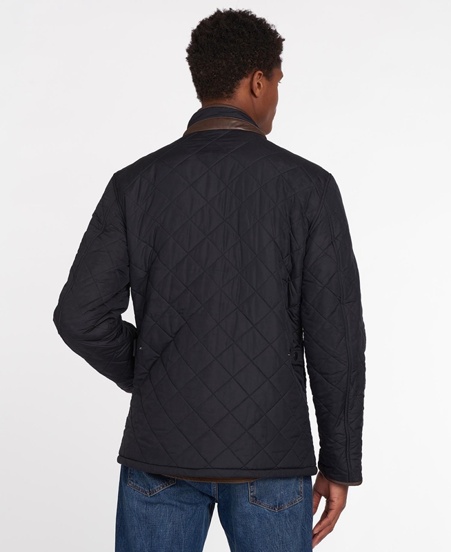 Men's Barbour Powell Quilted Jackets Navy | UMQI-73942